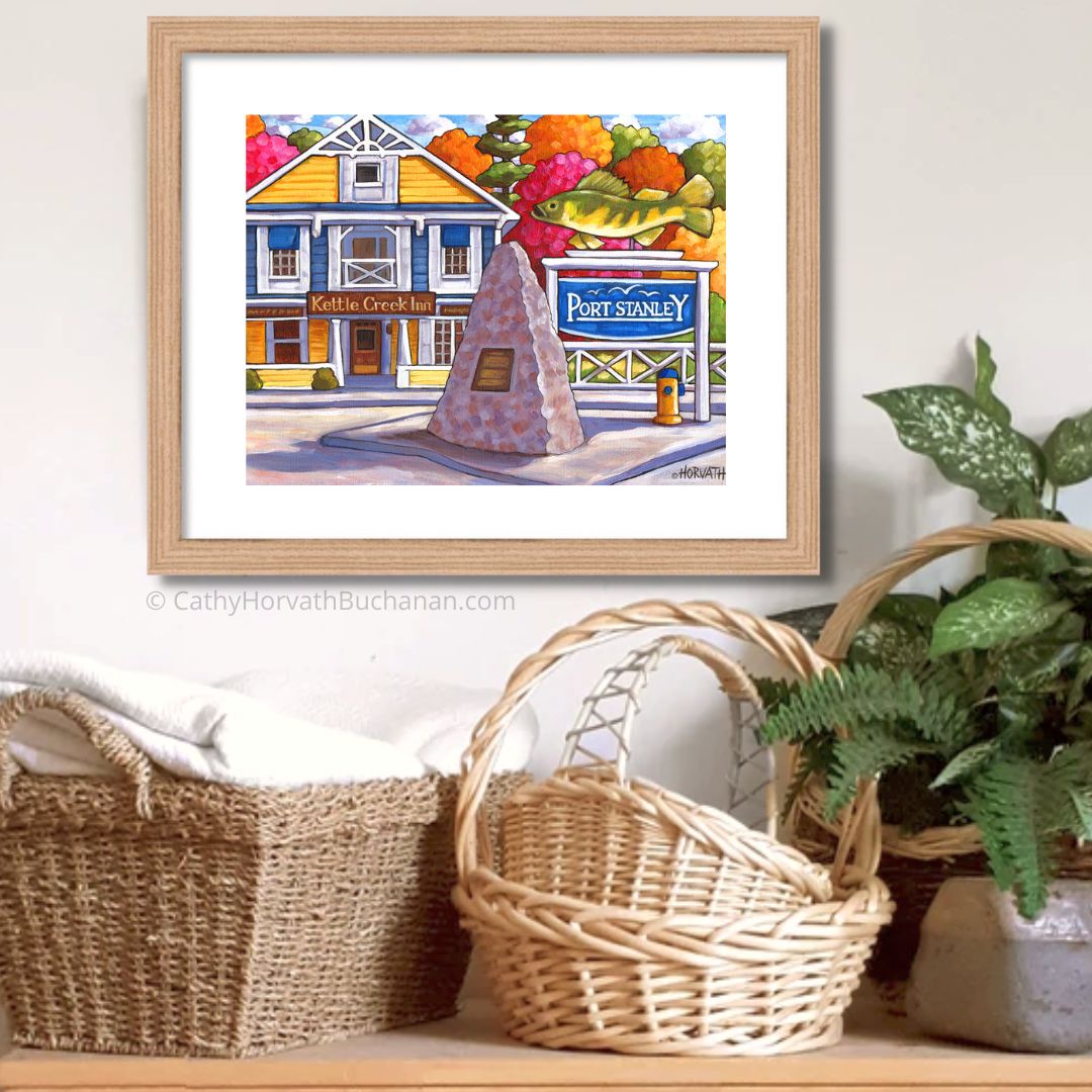 Port Stanley 'Kettle Creek Inn' Folk Art Print Giclee by artist Cathy Horvath Buchanan