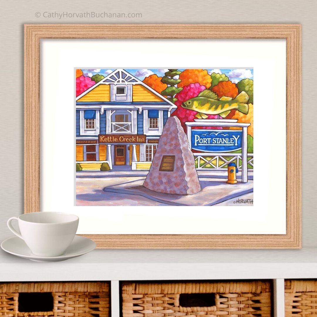 Port Stanley 'Kettle Creek Inn' Folk Art Print Giclee by artist Cathy Horvath Buchanan