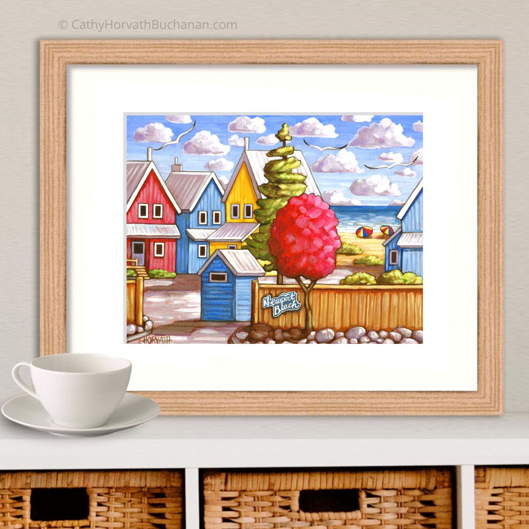 Port Stanley Newport Beach Lakefront Architecture Folk Art Print by artist Cathy Horvath Buchanan