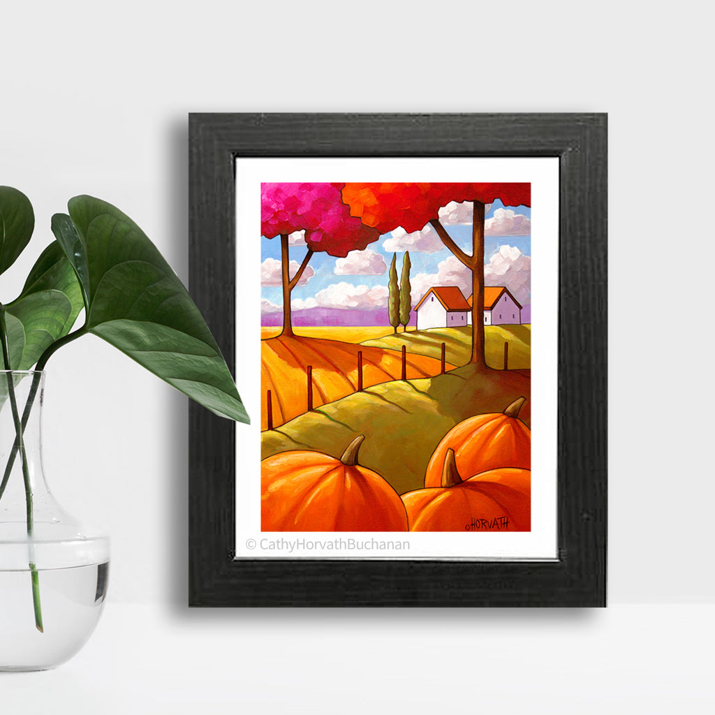 Pumpkin Landscape Trees - Art Print by artist Cathy Horvath Buchanan