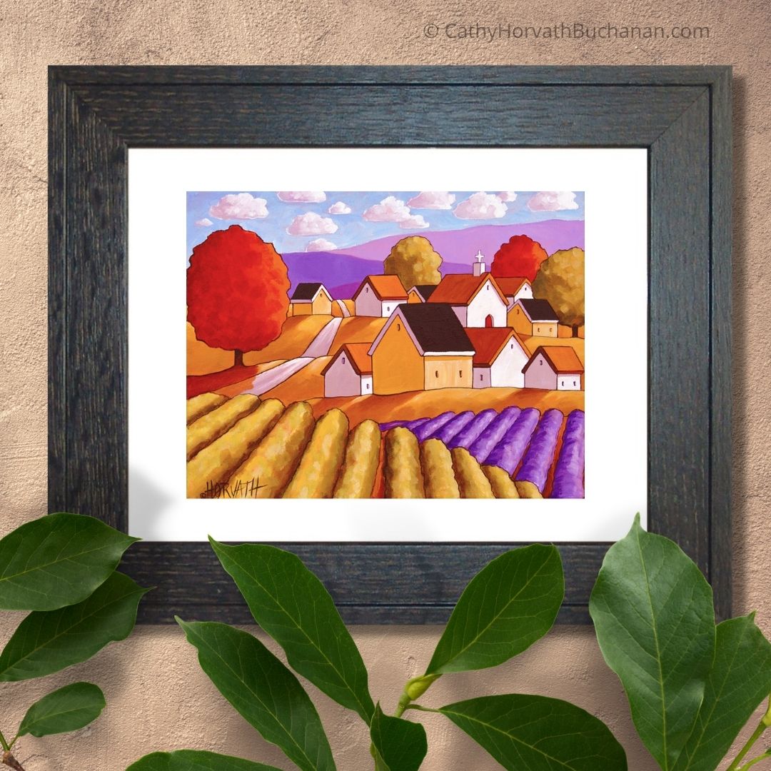 Town Vineyard Lavender Print, Country Fields Giclee Wall Decor by Cathy Horvath Buchanan