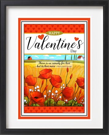 Valentines printable wall art with red poppies and quote by Cathy Horvath Buchanan