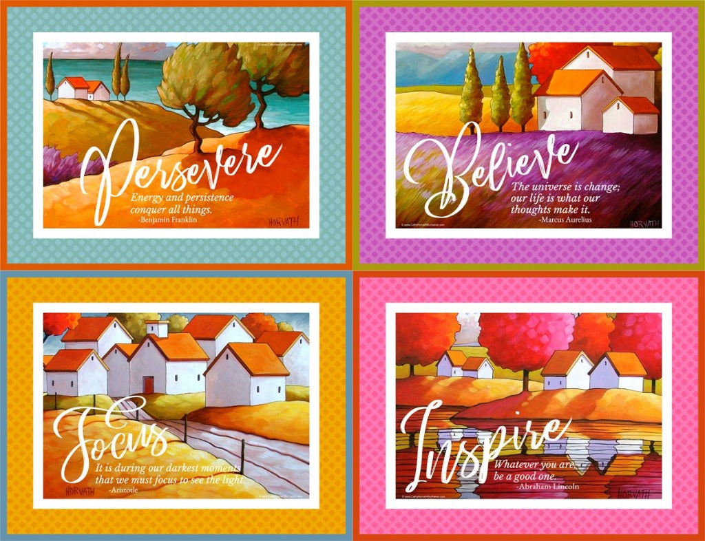 Believe Set of 4 Collection Inspirational Quote Wall Art Printable Download by Cathy Horvath Buchanan