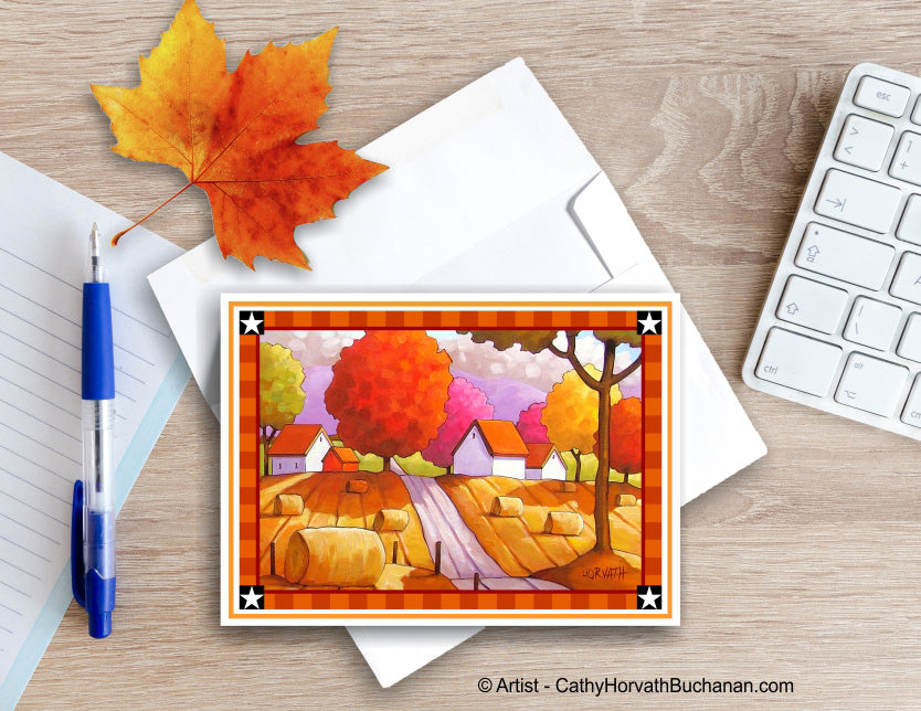 Country Hay Rolls Printable Card kit, PDF Instant Download by Cathy Horvath Buchanan