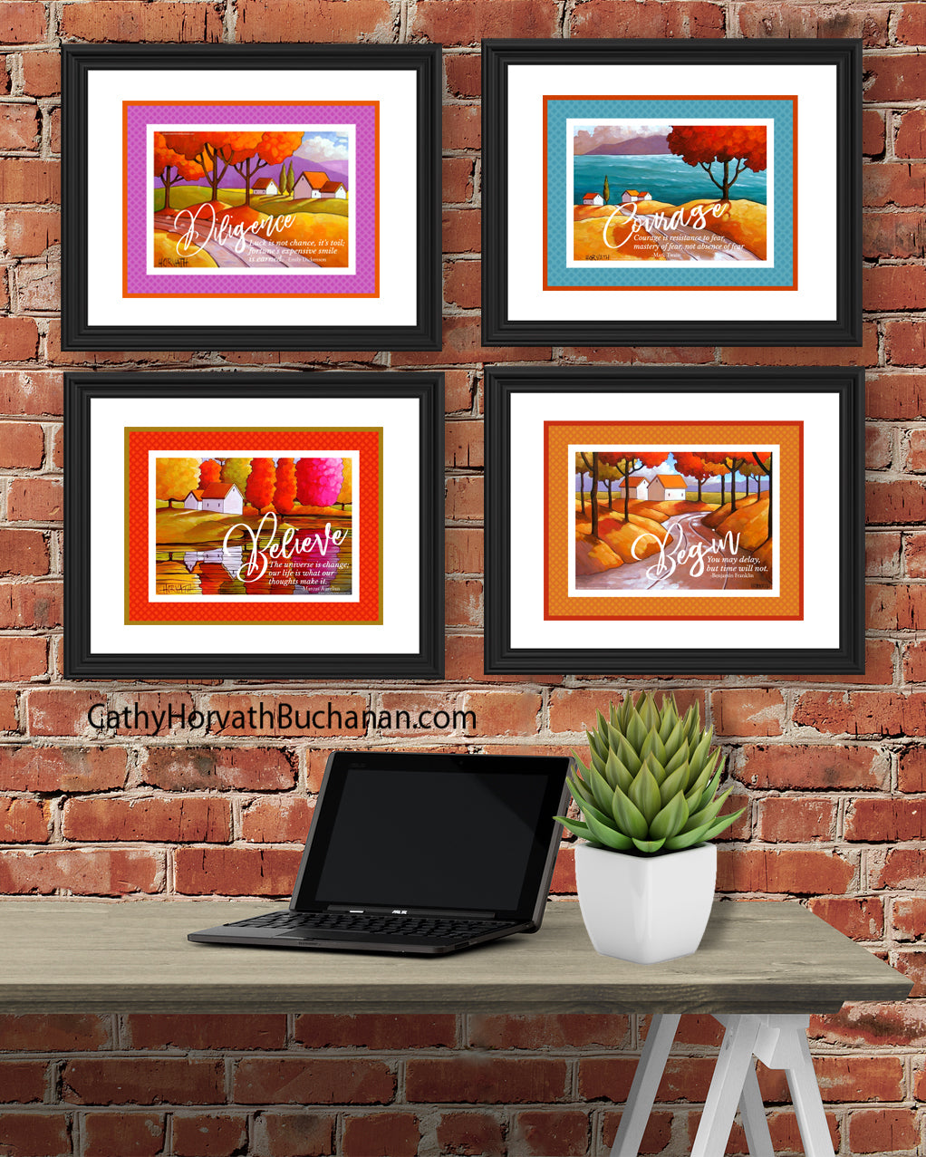 Courage Set of 4 Collection Inspirational Quote Wall Art Printable Download by Cathy Horvath Buchanan