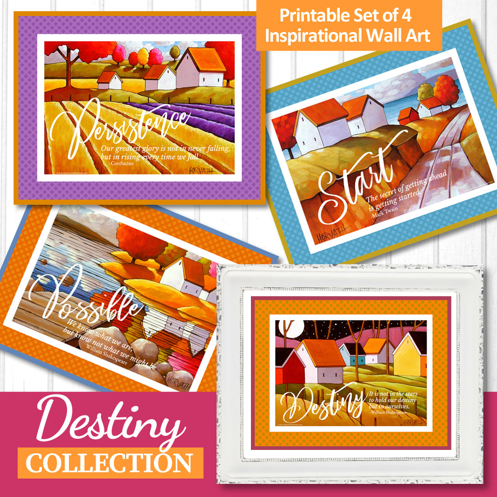 Destiny Set of 4 Collection Inspirational Quote Wall Art Printable Download
