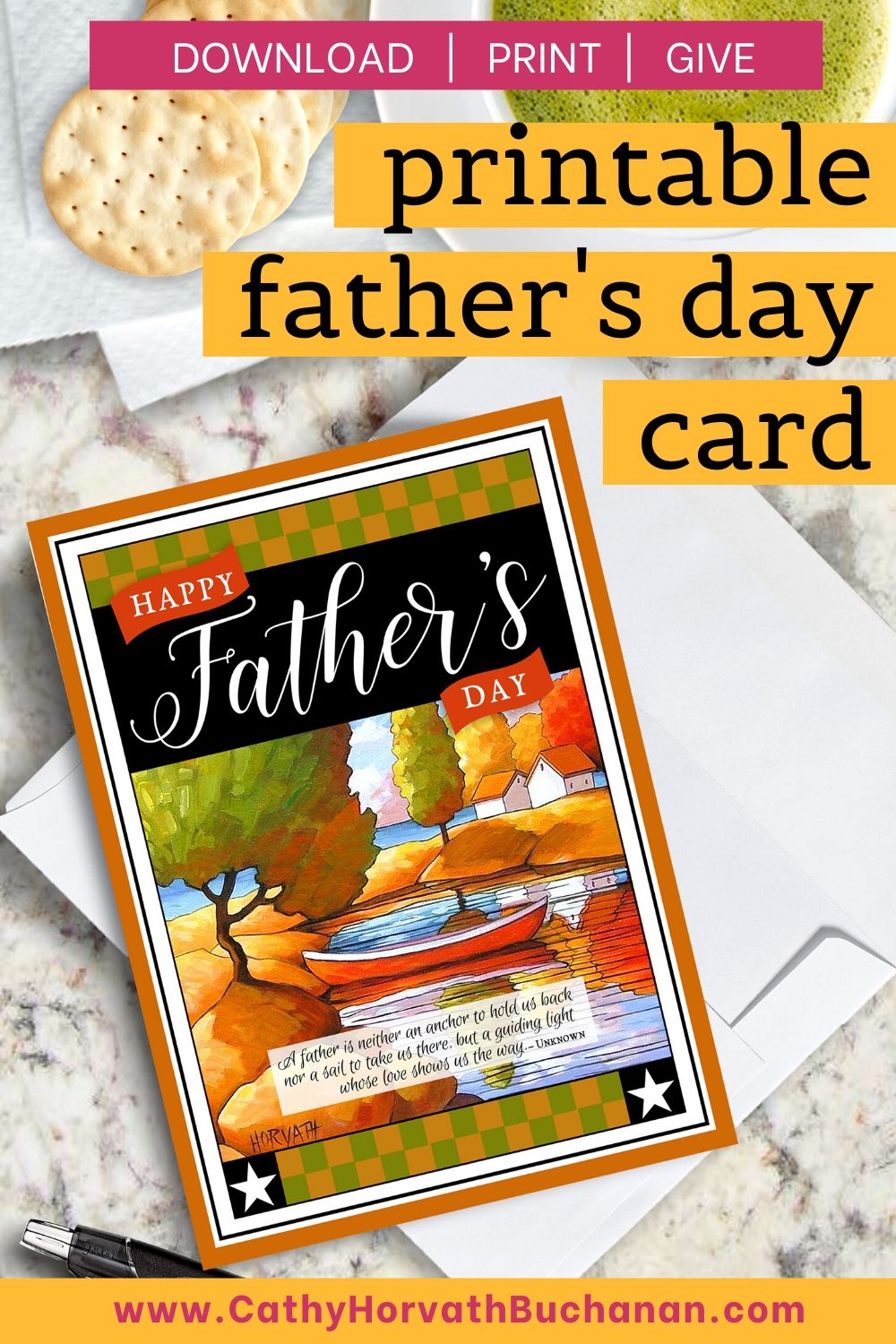 Fathers Day Canoe Printable Card Kit, PDF + JPG Instant Download