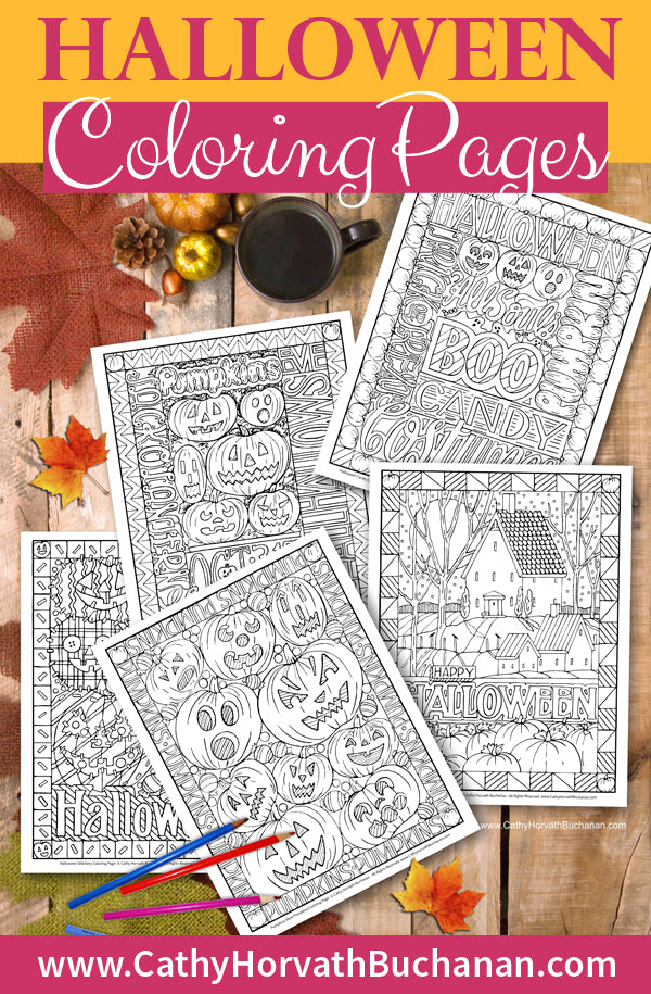 5 halloween coloring page drawings by cathy horvath buchanan