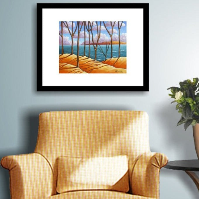 Lakeside Tree Shadows Art Print, Coastal Giclee by artist Cathy Horvath Buchanan