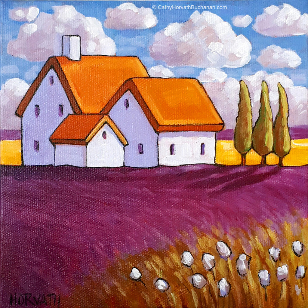 Lavender Field 6x6 Original Painting, Acrylic on Gallery Canvas, Flower Art by Cathy Horvath, deals Wall Art Home Decor, Unique Gift Idea