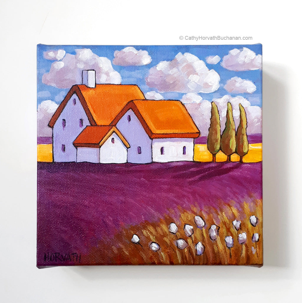 Little Lavender Field - Original Painting art by cathy horvath buchanan