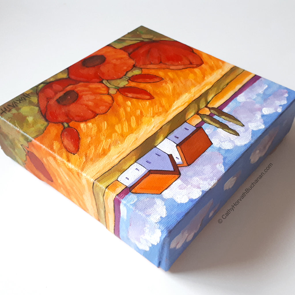 Little Poppies Field - Original Painting by artist cathy horvath buchanan