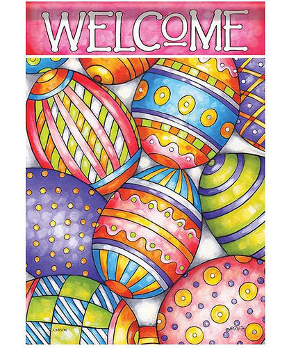 Painted Eggs Easter Garden Flag, Outdoor UV Resistant, Double-Sided by cathy horvath buchanan