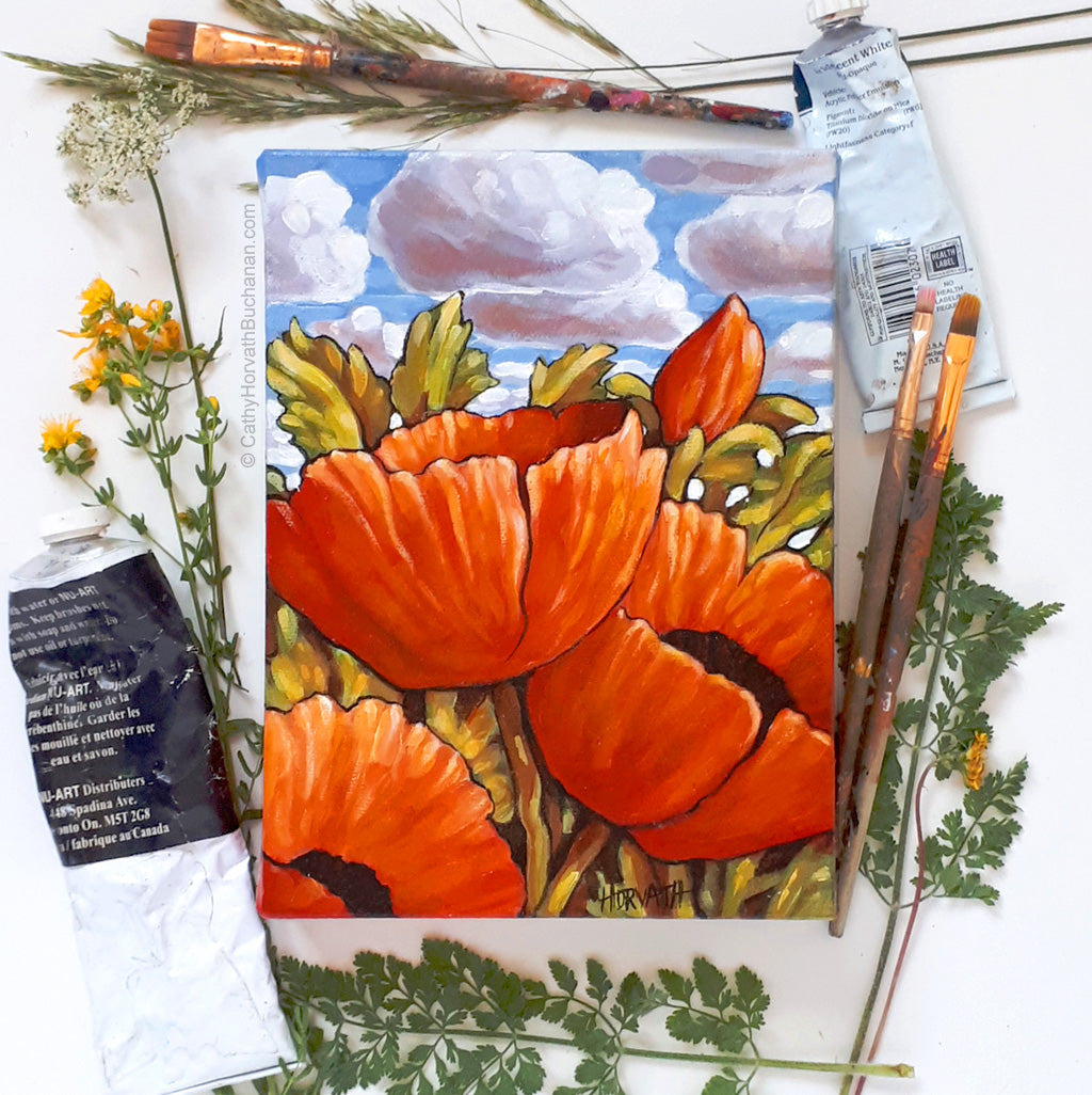 Poppyscape - Original Painting by artist cathy horvath buchanan