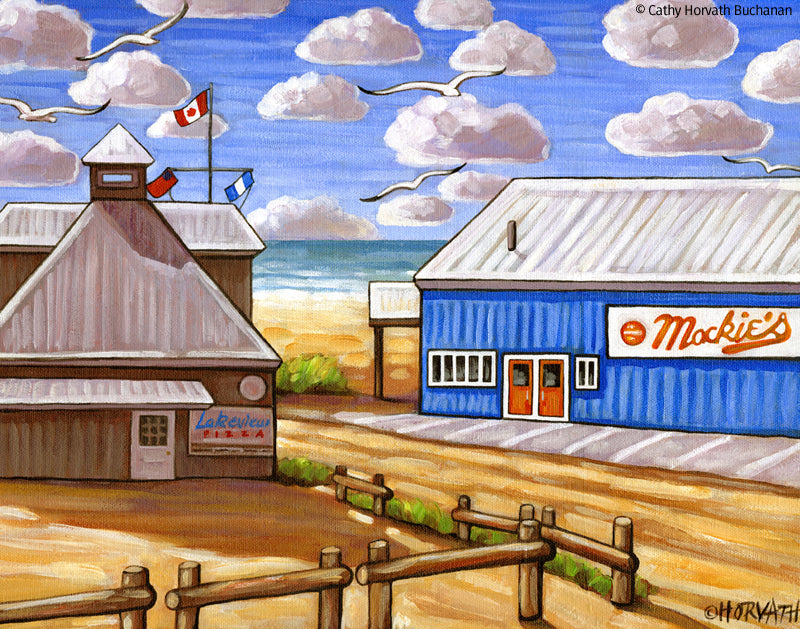 Port Stanley Mackies on the Beach, Historic Coastal Lakefront View Art PrintPort Stanley Mackies on the Beach, Historic Coastal Lakefront View Art Print