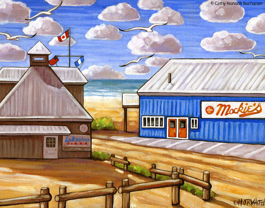 Port Stanley Mackies on the Beach, Historic Coastal Lakefront View Art PrintPort Stanley Mackies on the Beach, Historic Coastal Lakefront View Art Print