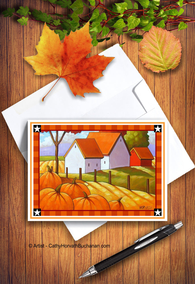 Country Pumpkins Printable Card kit, PDF Instant Download by Cathy Horvath Buchanan