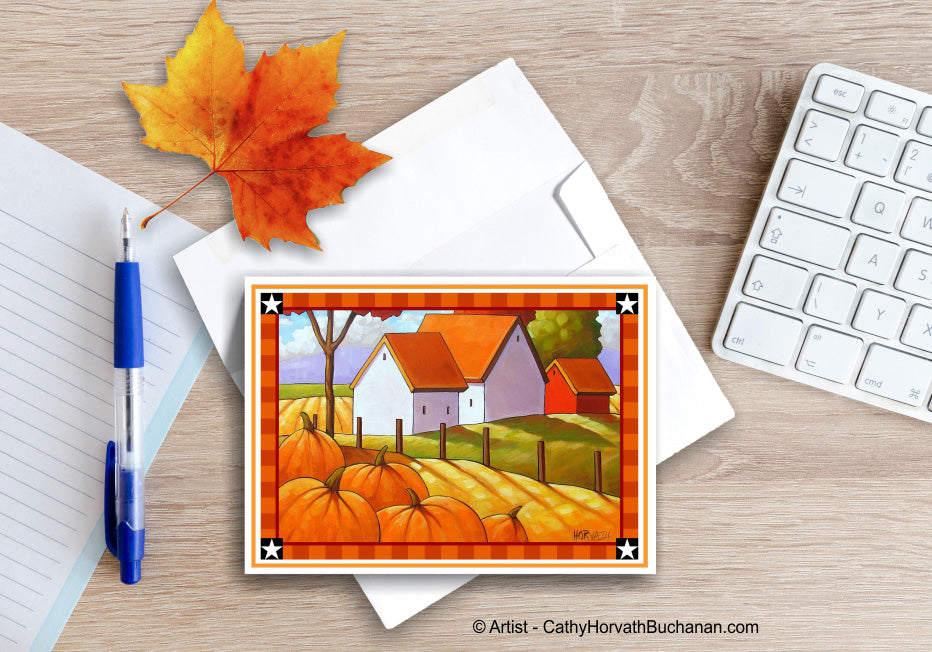 Country Pumpkins Printable Card kit, PDF Instant Download by Cathy Horvath Buchanan