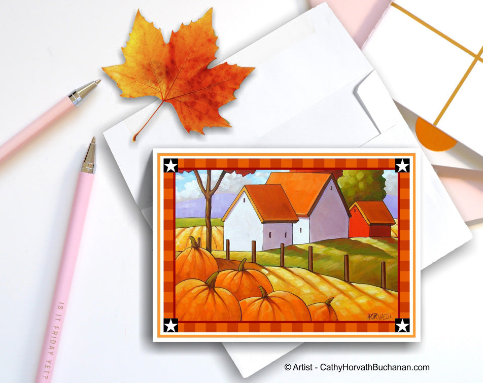 Country Pumpkins Printable Card kit, PDF Instant Download by Cathy Horvath Buchanan