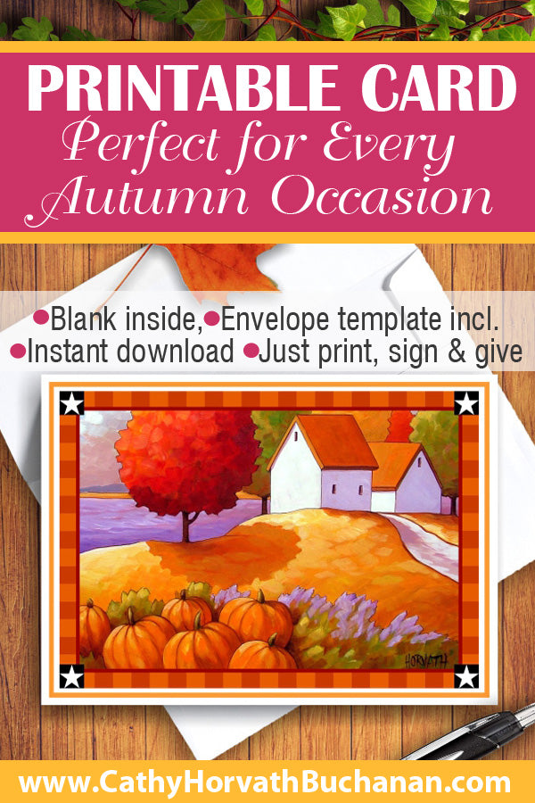 Printable Card Kit Pumpkin Lavender, PDF Instant Download