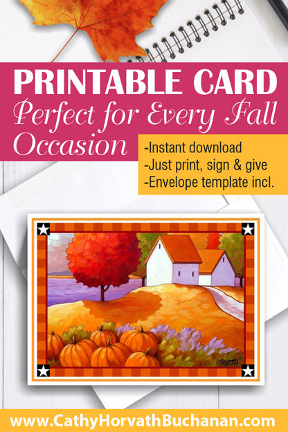 Printable Card Kit Pumpkin Lavender, PDF Instant Download