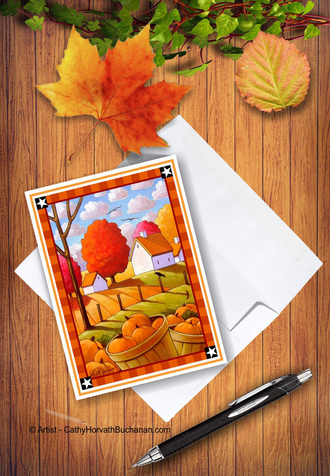 Printable Fall Crow Pumpkins Card kit, PDF Instant Download