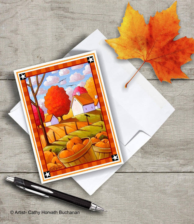 Printable Fall Crow Pumpkins Card kit, PDF Instant Download