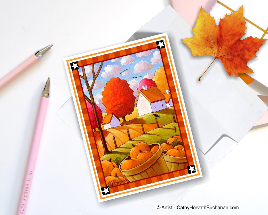 Printable Fall Crow Pumpkins Card kit, PDF Instant Download