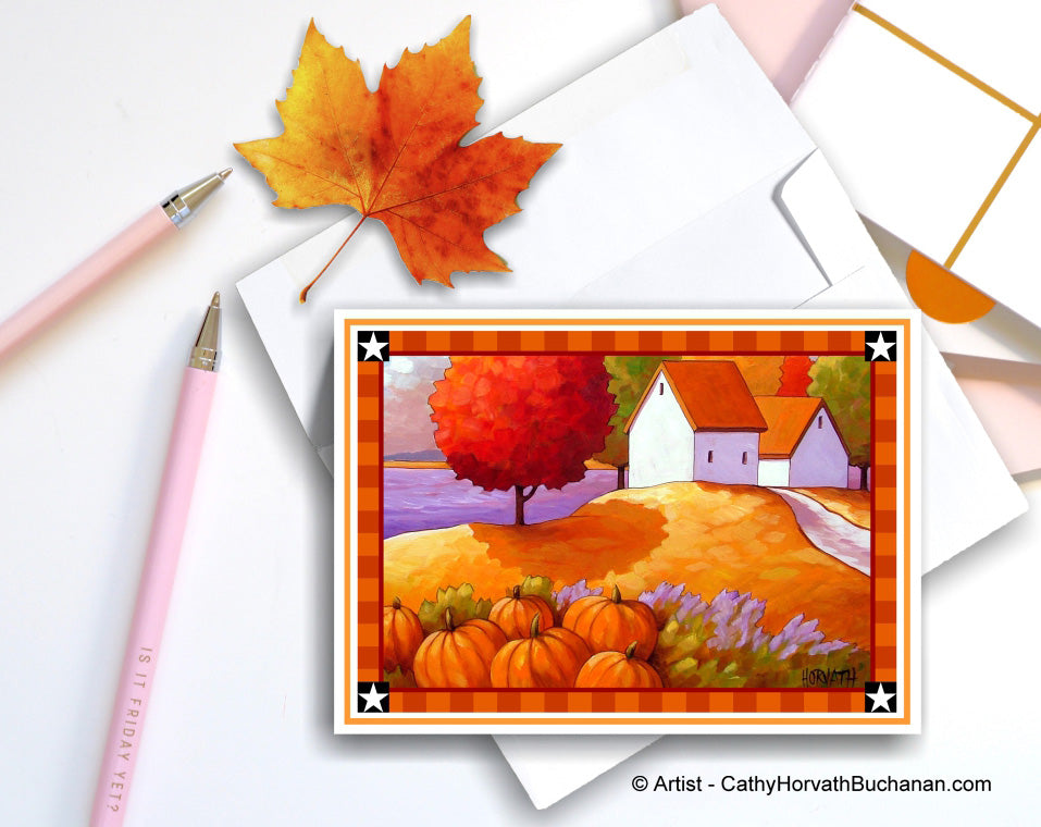 Printable Card Kit Pumpkin Lavender, PDF Instant Download