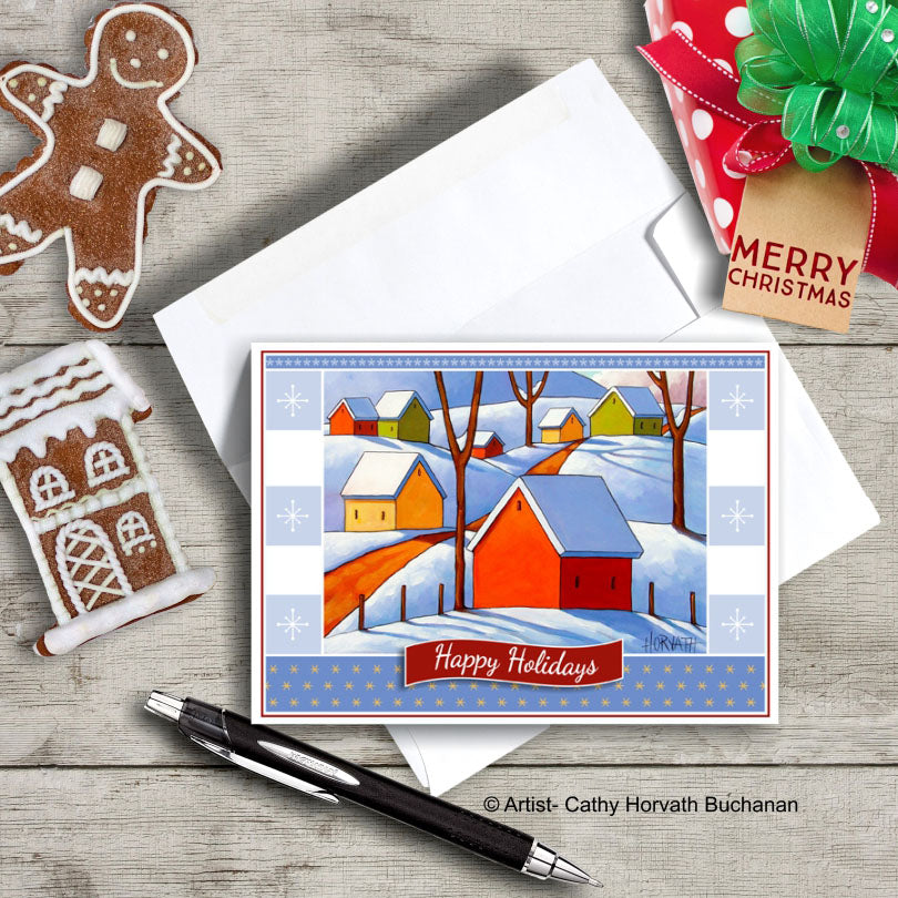 Christmas Printable Cards Set of 4 Kit, PDF Instant Download by Cathy Horvath Buchanan