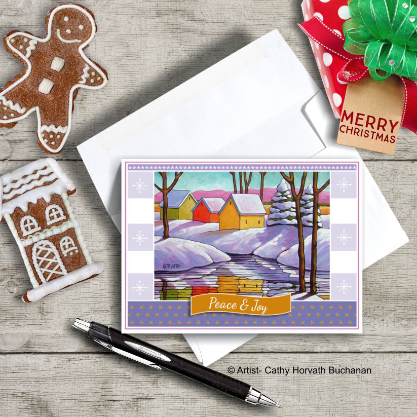 Christmas Printable Cards Set of 4 Kit, PDF Instant Download