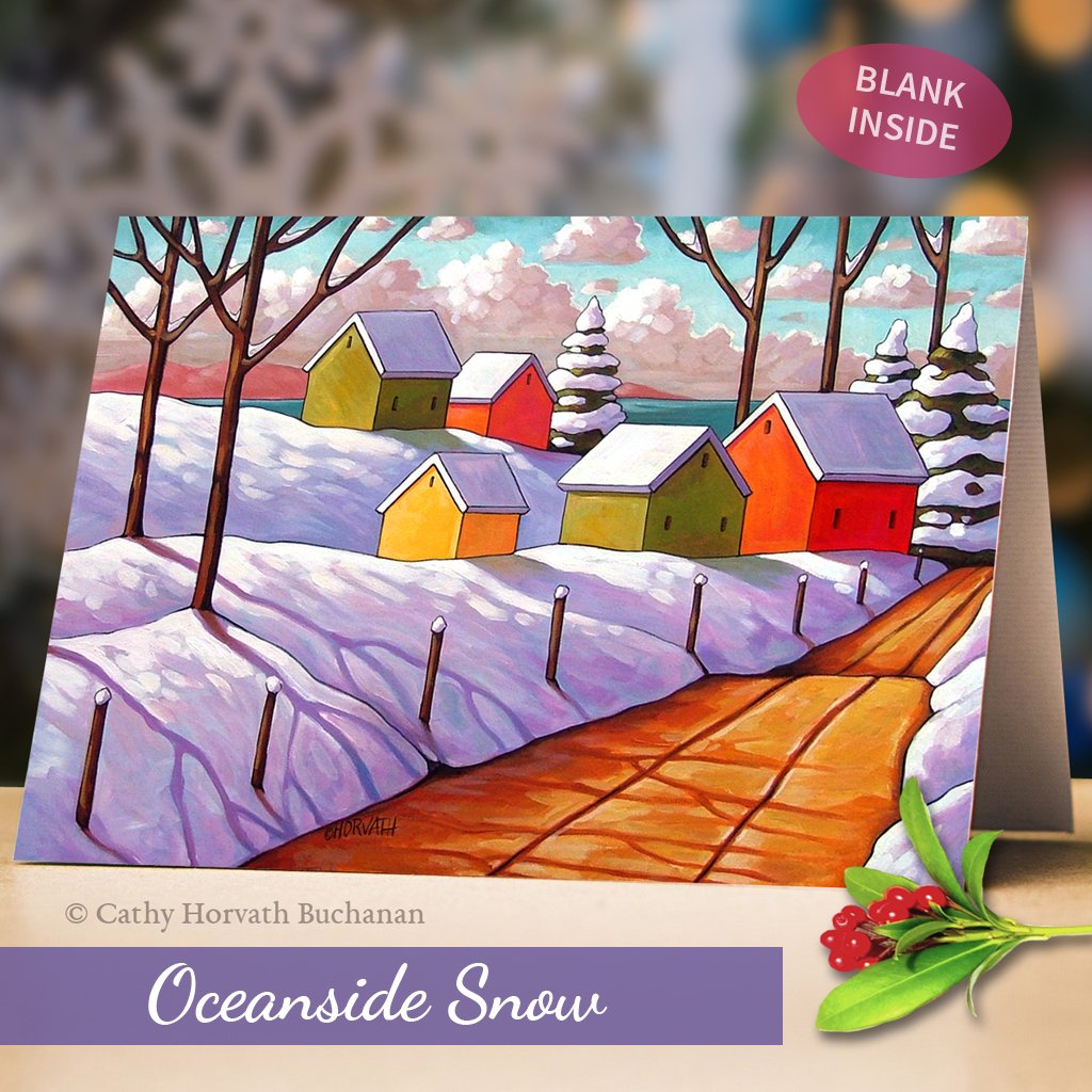 oceanside snow art card by artist Cathy Horvath Buchanan