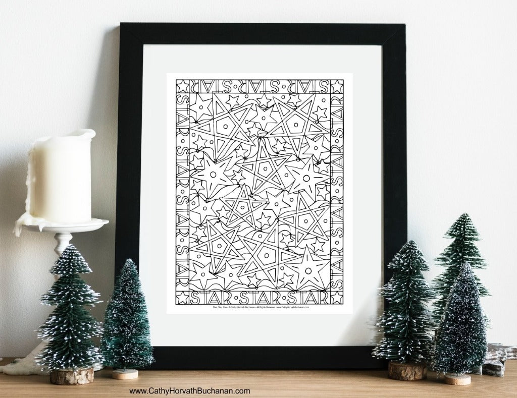 Christmas Holiday 8 Coloring Pages, PDF Printable Download Designs by Cathy Horvath Buchanan