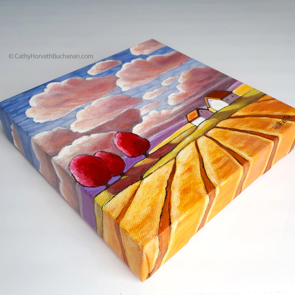 Storm Clouds Hay Field - Original Painting by Cathy Horvath Buchanan