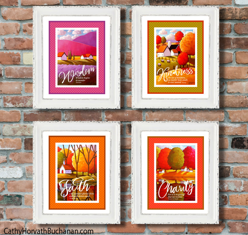 Wisdom 4 set Collection Inspirational Quote Wall Art Printable Download by Cathy Horvath Buchanan