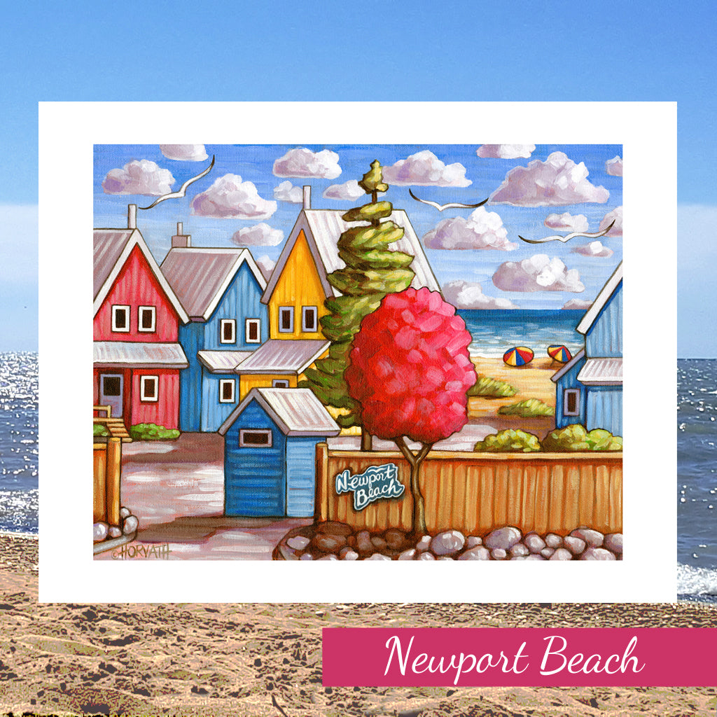 Port Stanley Newport Beach Lakefront Architecture Folk Art Print by artist Cathy Horvath Buchanan