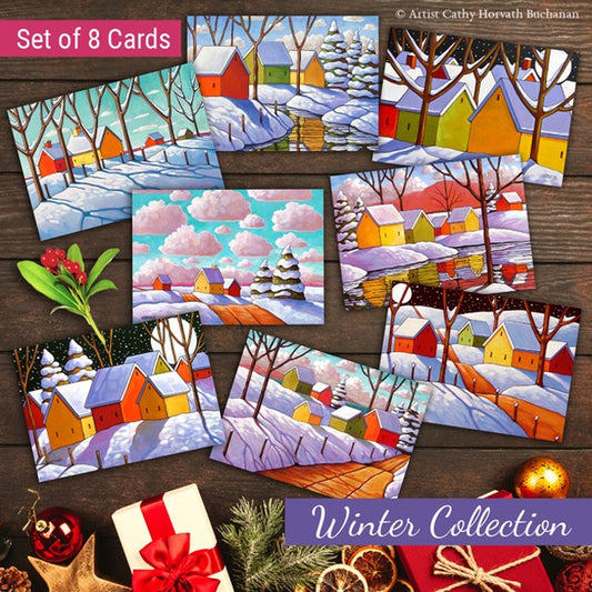 Now In my shop, holiday art cards 8 pack