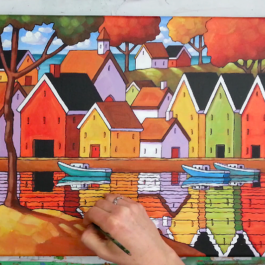 Village Reflection Painting Video
