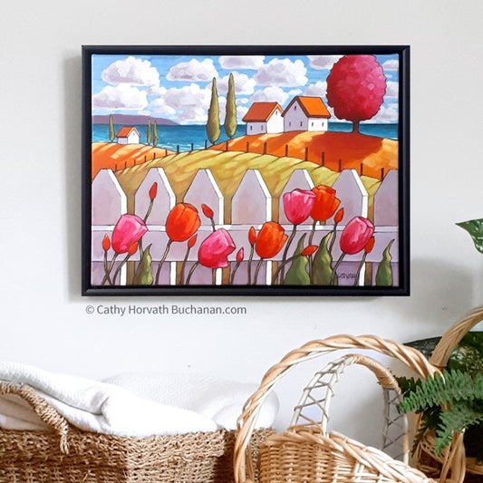Seaside tulips original painting