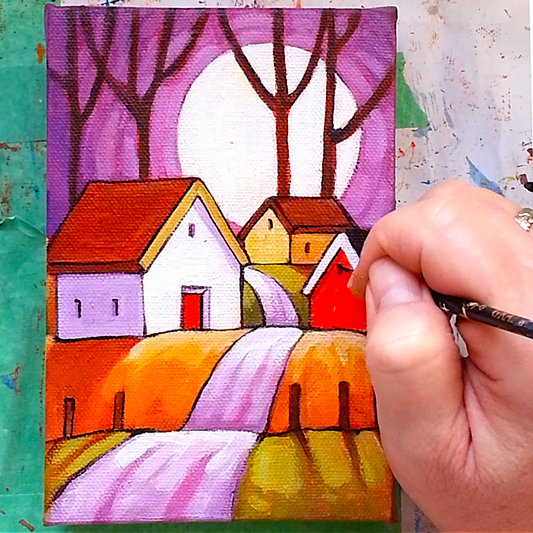 Purple Road Moon Painting Video