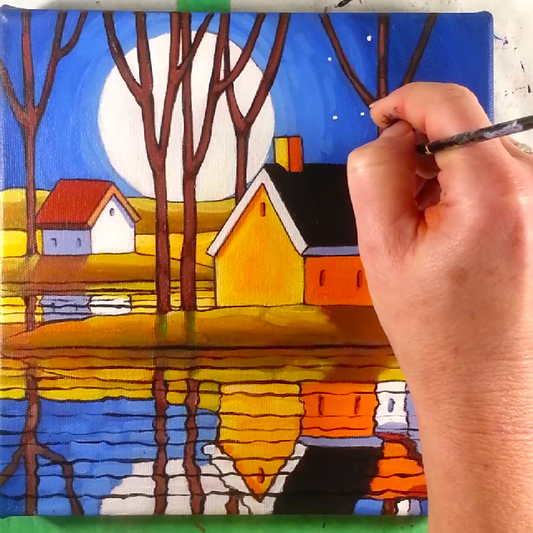 How to Paint a Moon Night Reflection