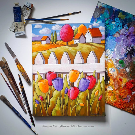 Spring tulips painting