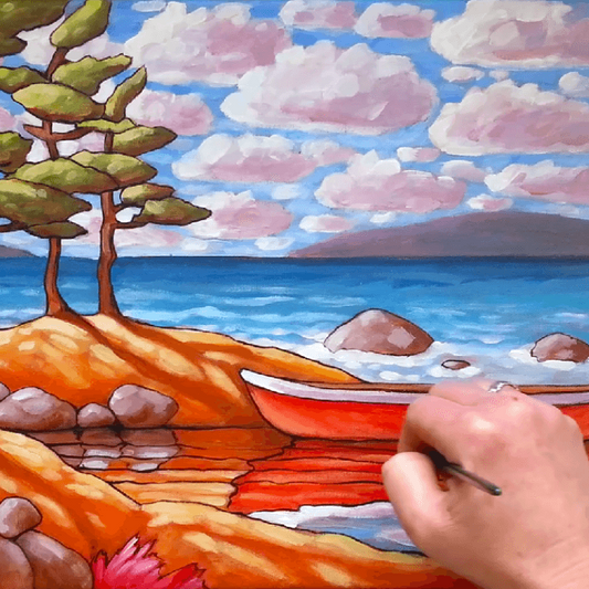 Red Canoe Lake Scene Video