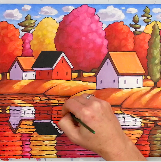 Red Trees River Painting Video