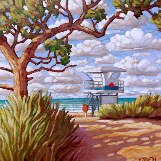 Lifeguard Tower Beach Original Painting by artist  Cathy Horvath Buchanan