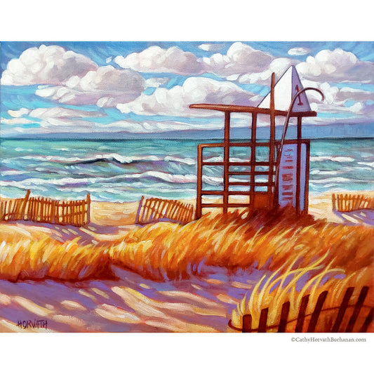 Beach Station One, Lakeside Portals, Original Painting 11x14