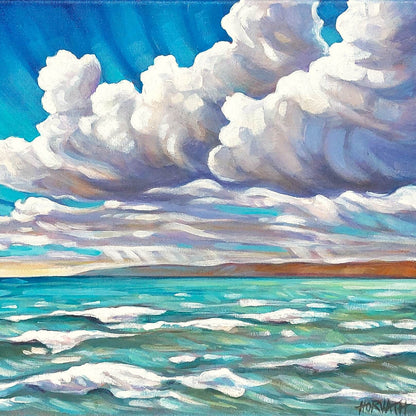 Port Sky & Waves, Original Painting 10x12