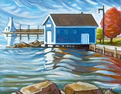 Harbour Rescue Pier, Plein Air Original Painting 8x10