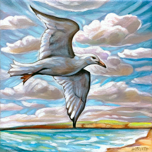 Winged Lake Breeze, Lakeside Portals, Original Painting 8x8