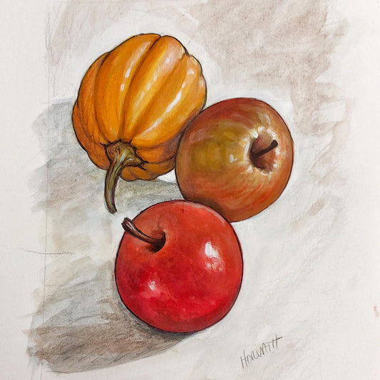 Squash Apples - Original Painting on Paper
